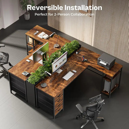 L Shaped Desk with Fabric Drawers - Image 3