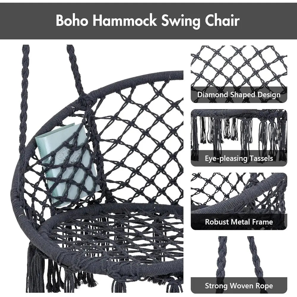 Swing Chair with Stand and Cushion - Image 3