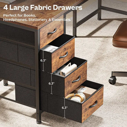 L Shaped Desk with Fabric Drawers - Image 6
