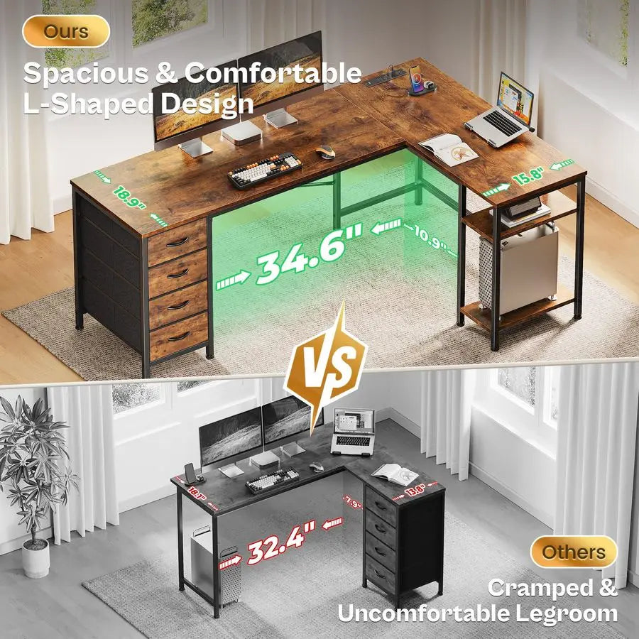 L Shaped Desk with Fabric Drawers - Image 4