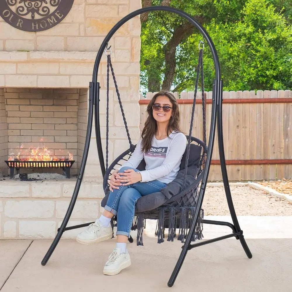 Swing Chair with Stand and Cushion - Image 2